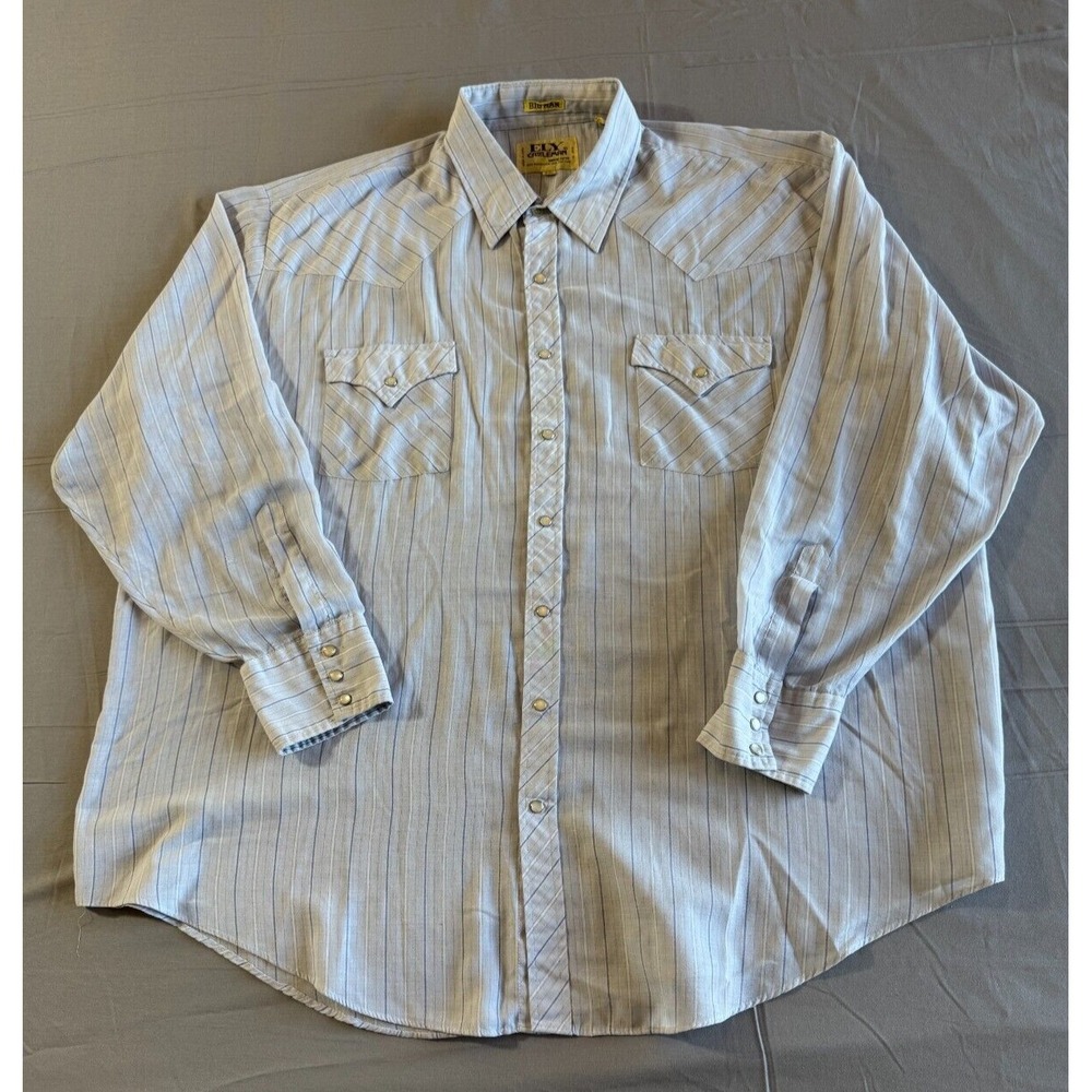 ELY Cattlemen Western Shirt‎ 3XL Cowboy Pearl Snap Rockabilly Blue Stripped
